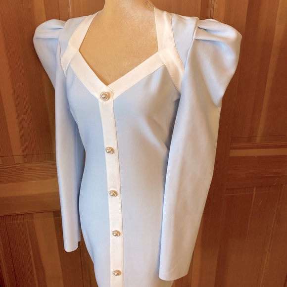 Baby Blue Sweetheart Neck Bodycon Dress - Picture 8 of 13